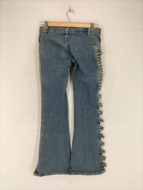 サイドスキッパーデザインフレアデニムパンツ Y2K レディース