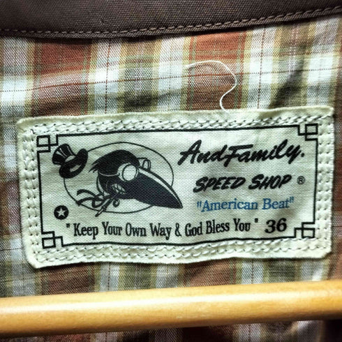 AND FAMILY SPEED SHOP American Beat 裏地チェック 刺繍 ハリントン ジャケット スウィングトップ ブルゾン UNIVERSAL ジップ メンズ JPN:S
