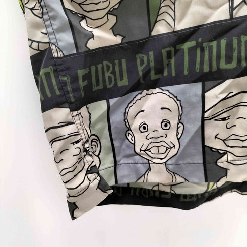 プラティナムフブ platinum fubu 00S FAT ALBERT LONG SLEEVE SHIRTS 総柄 開襟 オープンカラー ポリ シャツ ビッグサイズ メンズ XXXL