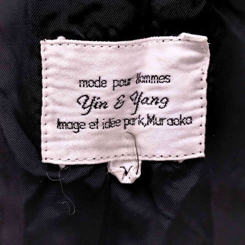 インアンドヤン yin & yang 90S リブ ポケット ギャバジンウール ノーカラー ジップ ジャケット メンズ JPN:M