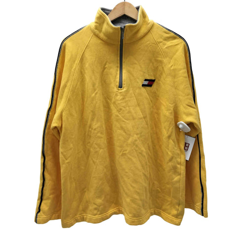 トミーヒルフィガー TOMMY HILFIGER ロゴ ワッペン アーム パイピングライン ハーフジップ スウェット メンズ import:M