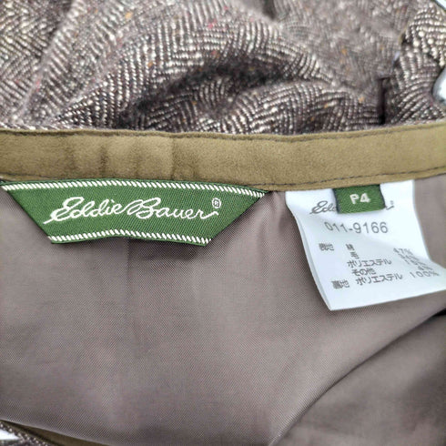 エディーバウアー Eddie Bauer コットン ウール ヘリンボーン柄 フレアスカート レディース P4