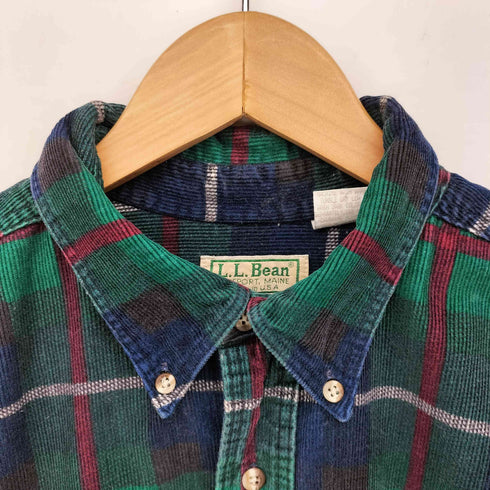 エルエルビーン L.L.Bean 80S USA製 プリント コーデュロイ チェック シャツ メンズ import:L