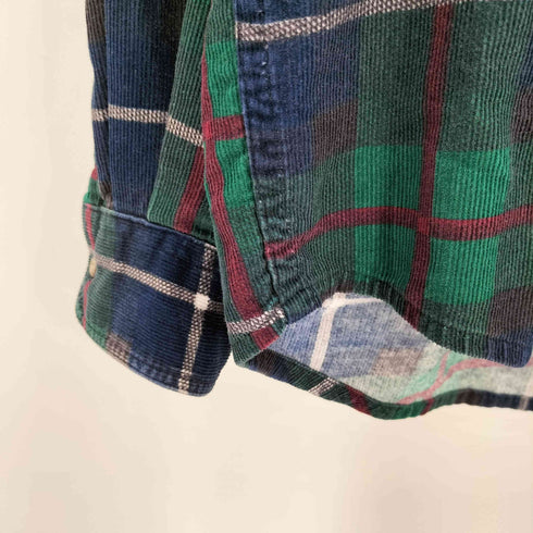 エルエルビーン L.L.Bean 80S USA製 プリント コーデュロイ チェック シャツ メンズ import:L