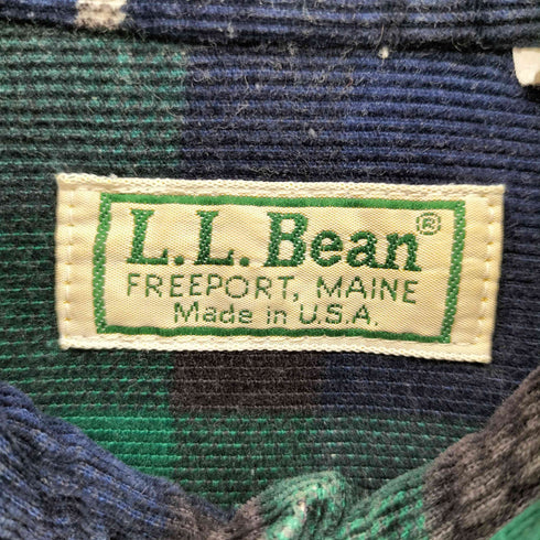 エルエルビーン L.L.Bean 80S USA製 プリント コーデュロイ チェック シャツ メンズ import:L