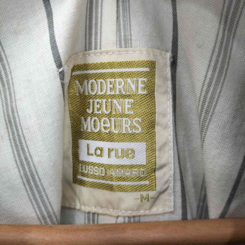 MODERNE JEUNE MOEURS 80s Euro ユーロ 裏地ストライプ ステンカラーコート メンズ L