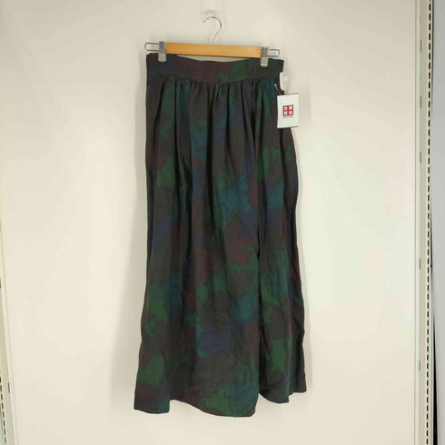 BREECHES USA製 リーフパターン ウール ギャザーフレアスカート レディース 12