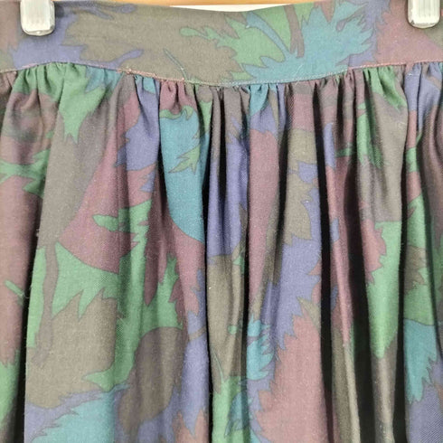 BREECHES USA製 リーフパターン ウール ギャザーフレアスカート レディース 12