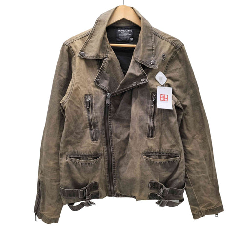 ルーシャット ROUSHATTE RIDERS JACKET ポリウレタンコーティング ベルト ダブル ライダース ジャケット Y2K メンズ JPN:L