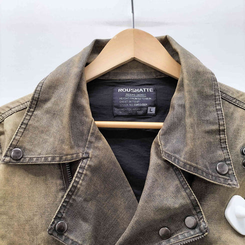 ルーシャット ROUSHATTE RIDERS JACKET ポリウレタンコーティング ベルト ダブル ライダース ジャケット Y2K メンズ JPN:L
