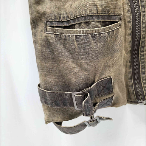 ルーシャット ROUSHATTE RIDERS JACKET ポリウレタンコーティング ベルト ダブル ライダース ジャケット Y2K メンズ JPN:L