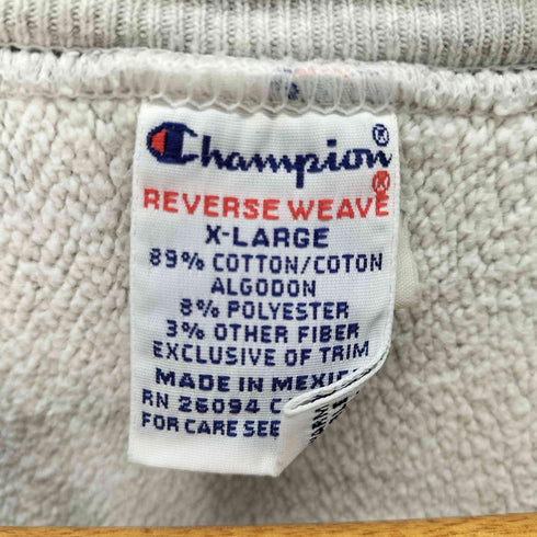 チャンピオン Champion 90s メキシコ製 REVERSE WEAVE 目無し 袖ロゴ刺繍 スウェット メンズ JPN:XL