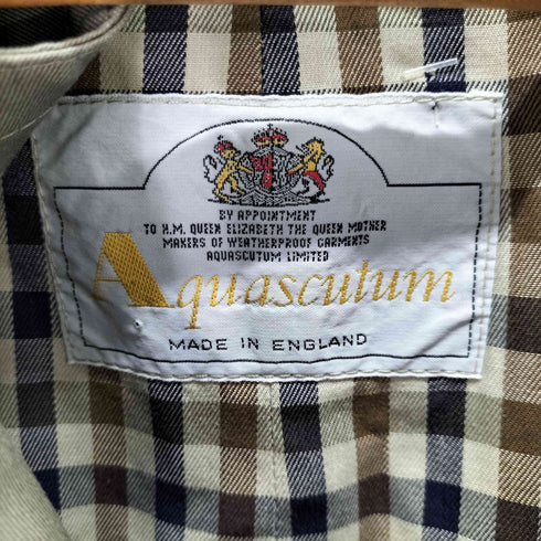 アクアスキュータム AQUASCUTUM イングランド製 裏地チェック トレンチコート メンズ