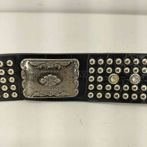 ラインストーン スタッズデザイン デカバックル レザーベルト Y2K メンズ