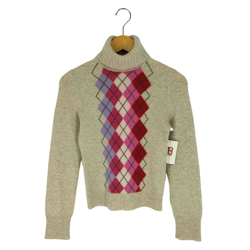 エクスプレス EXPRESS 100% CASHMERE アーガイル タートルネック ニット レディース import:S