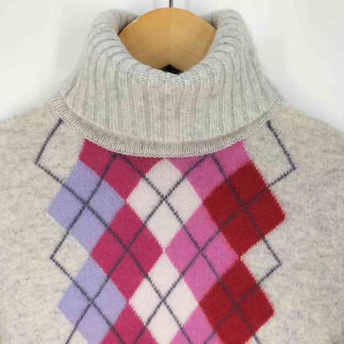エクスプレス EXPRESS 100% CASHMERE アーガイル タートルネック ニット レディース import:S