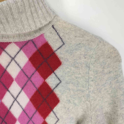 エクスプレス EXPRESS 100% CASHMERE アーガイル タートルネック ニット レディース import:S
