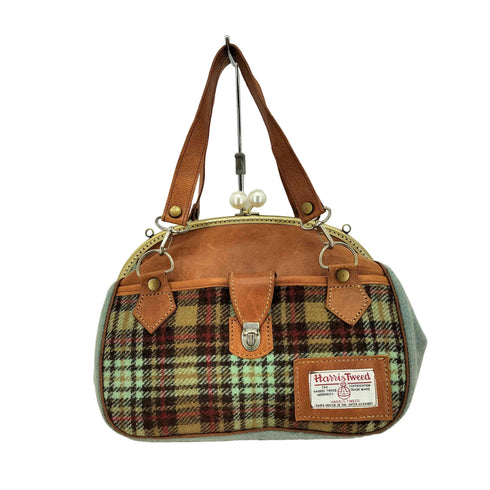 ハリスツイード Harris Tweed チェック柄 がま口 ハンドバッグ レディース