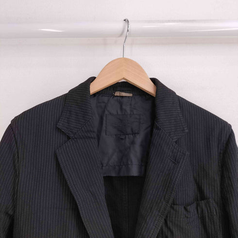 コムデギャルソンオムドゥ COMME des GARCONS HOMME DEUX AD2016 17SS ポリ ストライプ 2B カバーオールデザイン テーラードジャケット メンズ JPN:M