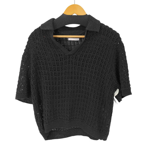 ザラ ZARA 透かし編みニットポロシャツ メンズ import:M