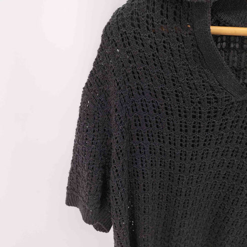 ザラ ZARA 透かし編みニットポロシャツ メンズ import:M