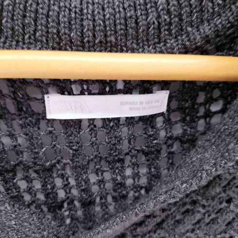 ザラ ZARA 透かし編みニットポロシャツ メンズ import:M