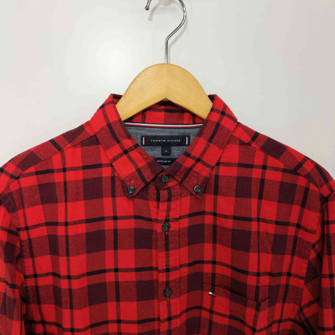 トミーヒルフィガー TOMMY HILFIGER REGULAR FIT ロゴ刺繍 ボタンダウン L/S チェックシャツ メンズ import:M