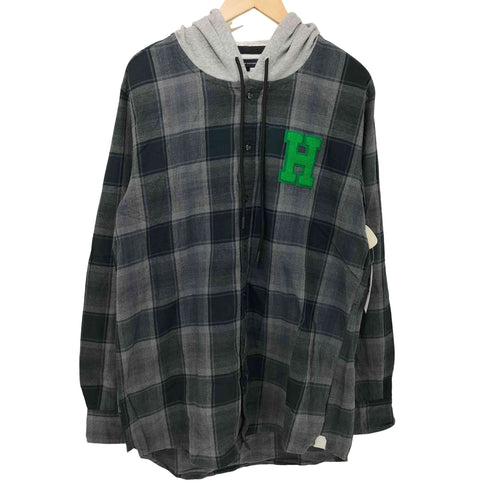 トミーヒルフィガー TOMMY HILFIGER REGULAR FIT ロゴワッペン フーディ チェック シャツ メンズ import:M