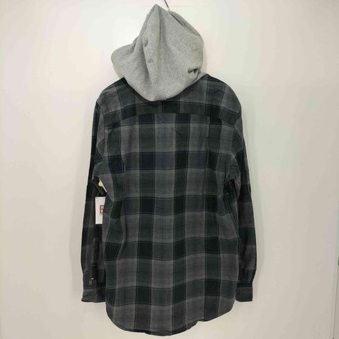 トミーヒルフィガー TOMMY HILFIGER REGULAR FIT ロゴワッペン フーディ チェック シャツ メンズ import:M
