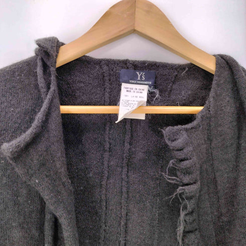 ワイズ Ys 03AW LAINE WOOL 羊毛 インサイドアウト ボタンレス カーブ デザイン ウール カーディガン レディース JPN:3