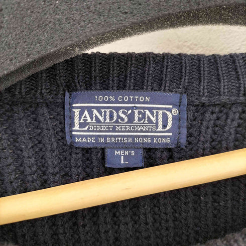 ランズエンド LANDS END 90S リブ編み クルーネック コットン ニット メンズ import:L