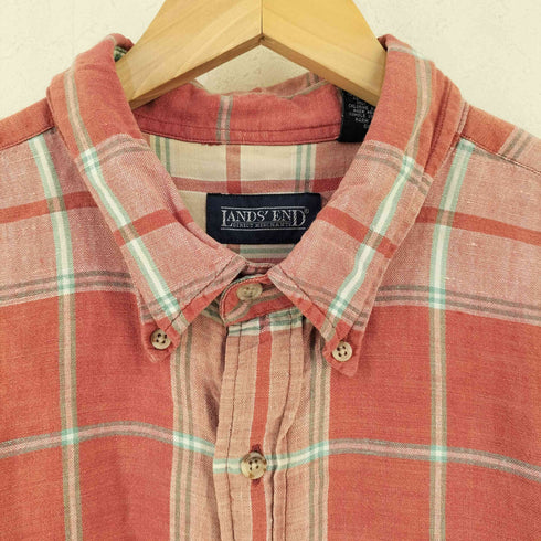 ランズエンド LANDS END 90S チェック柄 ボタンダウン 半袖 シャツ メンズ import:XL