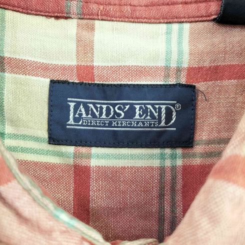 ランズエンド LANDS END 90S チェック柄 ボタンダウン 半袖 シャツ メンズ import:XL