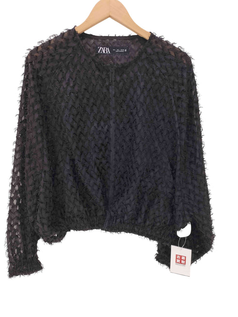 ザラ ZARA コントラストフリンジジャケット レディース import:L