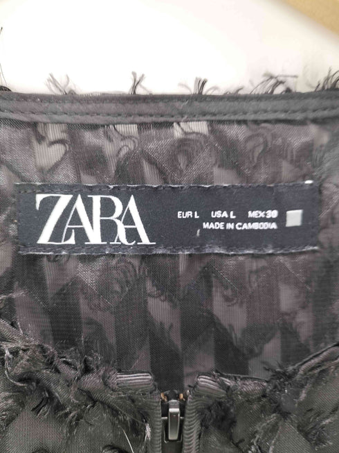 ザラ ZARA コントラストフリンジジャケット レディース import:L