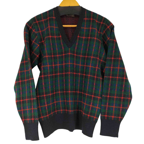 ANSETT MADE IN Australia チェック Vネック ウールニット メンズ 14