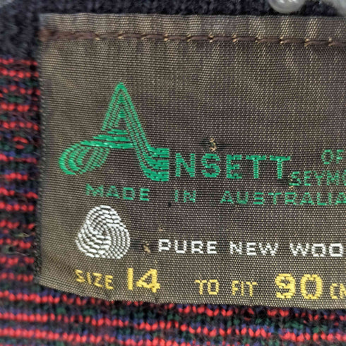 ANSETT MADE IN Australia チェック Vネック ウールニット メンズ 14