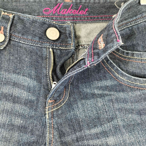 MAKELET バックポケット刺繍 七分丈 デニムパンツ y2k レディース 36