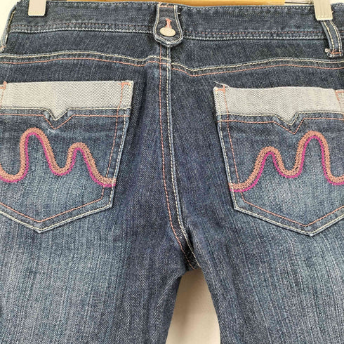 MAKELET バックポケット刺繍 七分丈 デニムパンツ y2k レディース 36