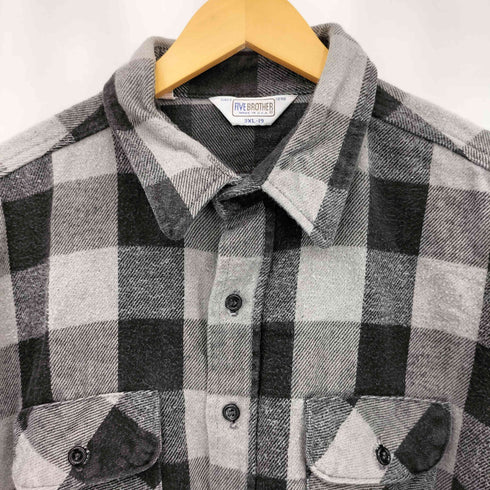 ファイブブラザー FIVE BROTHER 70-80s USA製 三角タグ BIG SIZE フランネルチェック 長袖シャツ メンズ 3XL