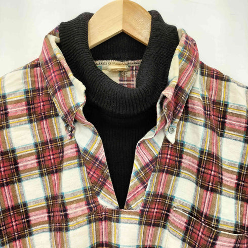 タートルネック レイヤーデザイン B/D 長袖 チェックシャツ レディース