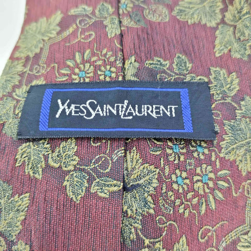 イヴサンローラン Yves Saint Laurent フラワー刺繍 シルク ネクタイ メンズ