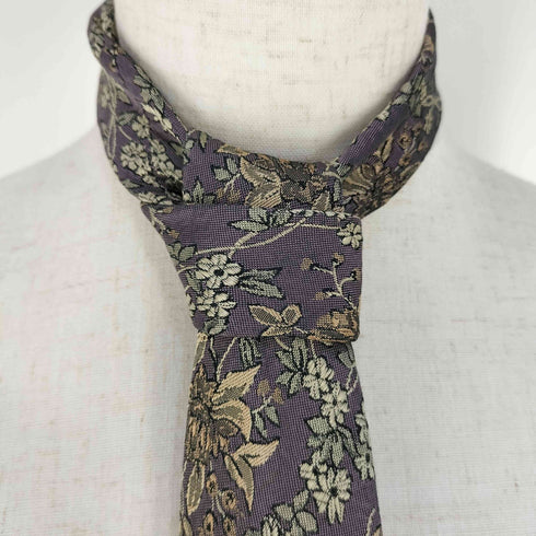 イヴサンローラン Yves Saint Laurent フラワー刺繍 シルク ネクタイ メンズ