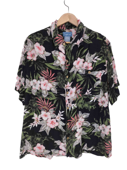 TROPICOOL 開襟 ボックス レーヨンシャツ メンズ import:L