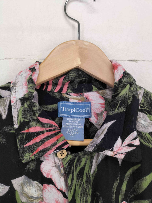 TROPICOOL 開襟 ボックス レーヨンシャツ メンズ import:L
