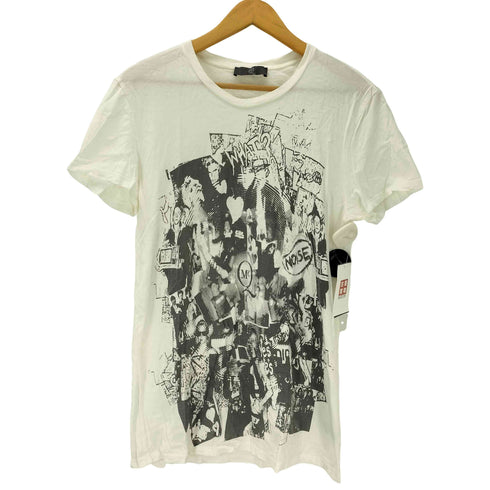 マックキューバイ アレキサンダーマックイーン McQ Alexander McQueen ダメージ加工 フロントプリント クルーネックTシャツ メンズ import:XS