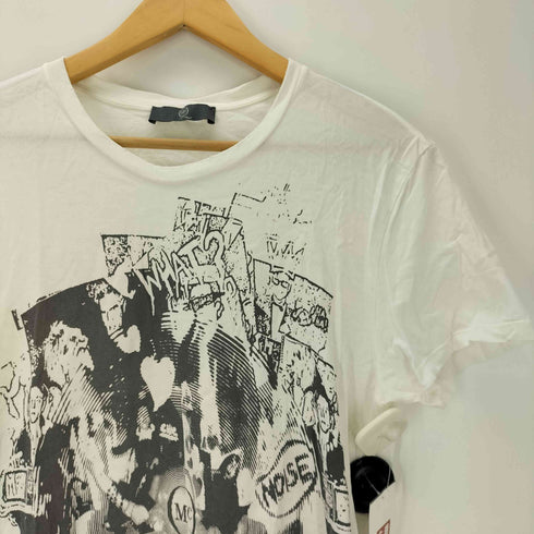 マックキューバイ アレキサンダーマックイーン McQ Alexander McQueen ダメージ加工 フロントプリント クルーネックTシャツ メンズ import:XS