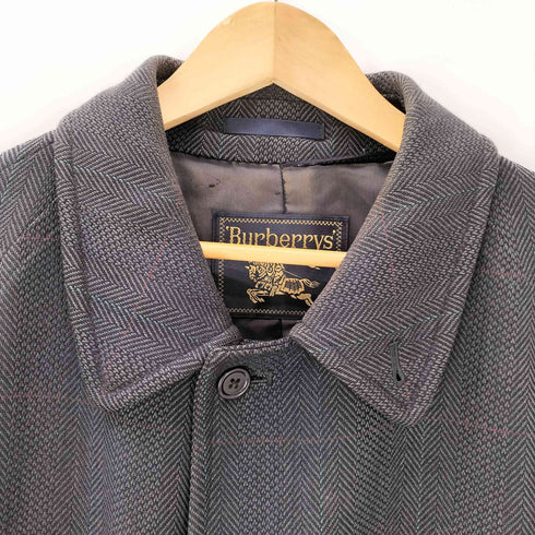 バーバリーズ BURBERRYS 80-90S グレンチェック バルカマーン ステンカラーコート 比翼 メンズ