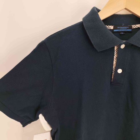 バーバリーブルーレーベル BURBERRY BLUE LABEL エクストリアン ナイト ホース刺繍 ノバチェック 切替 S/S ポロシャツ メンズ import:M