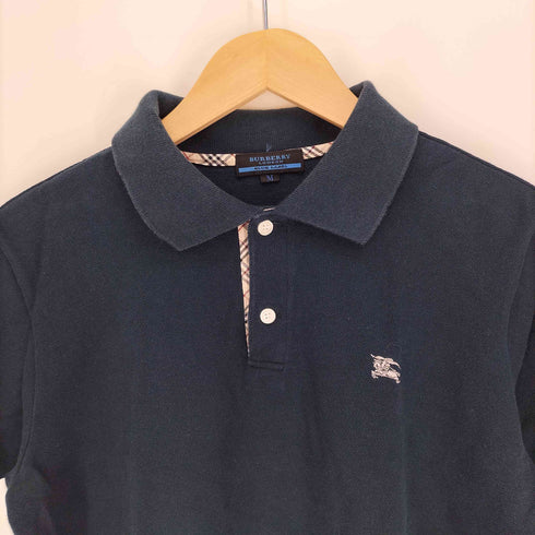バーバリーブルーレーベル BURBERRY BLUE LABEL エクストリアン ナイト ホース刺繍 ノバチェック 切替 S/S ポロシャツ メンズ import:M